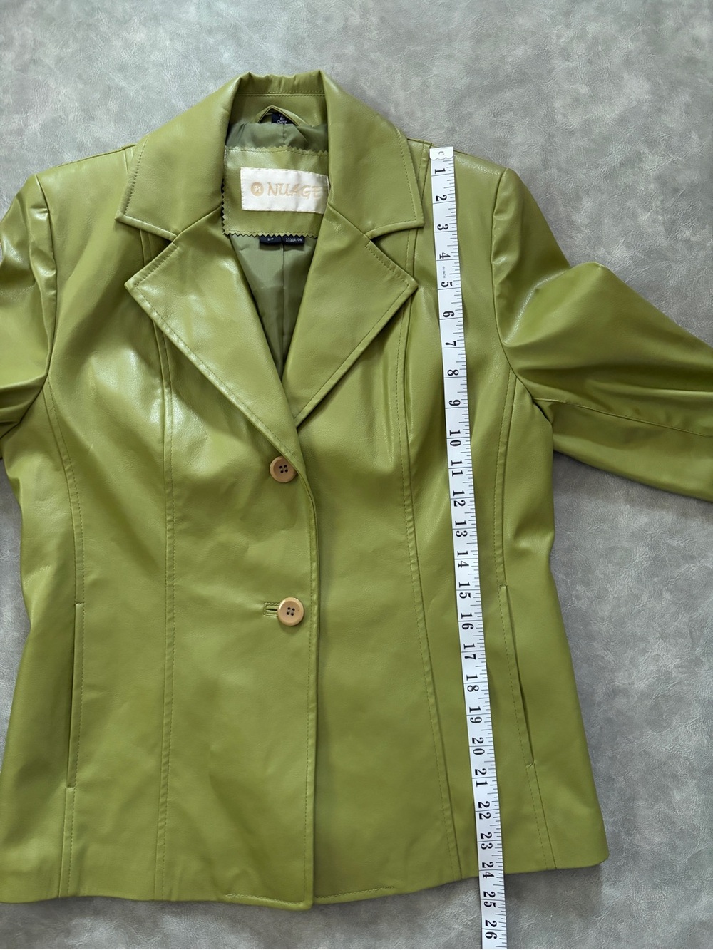Vintage 90โs Y2K Green Faux Leather Blazer Jacket - Picture 9 of 11